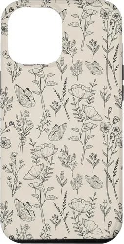 Vista 26 de Black & Cream Butterfly Meadow Botanical Wildflower Pattern Case for iPhone 17