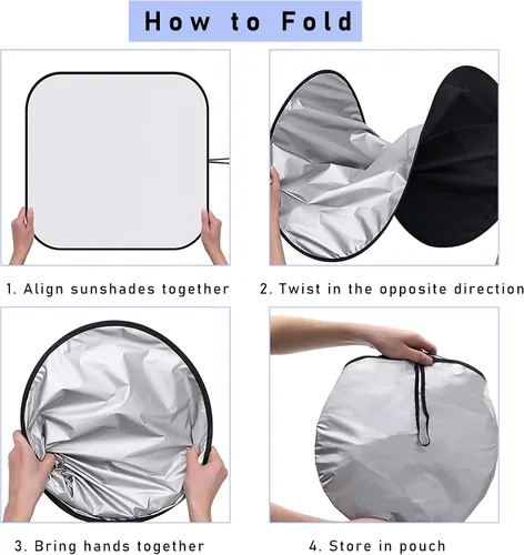 Vista 3 de Ziciner 2 parasoles para parabrisas de automóvil, bloqueador de calor solar y rayos UV, protector plegable de 28 x 31 pulgadas, accesorios