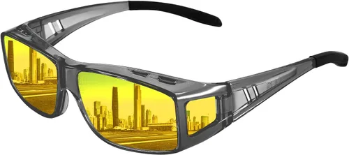 Vista 8 de Anti Glare Polarized Night Driving Glasses，Fit Over Prescription Eyeglasses for Men Women