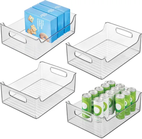Vista 11 de iDesign Organizador de almacenamiento de despensa de plástico con asas, juego de 2, contenedores transparentes