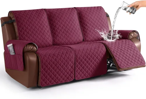 Vista 45 de KinCam Funda impermeable para sofá biplaza reclinable, funda antideslizante para sofá reclinable de 2 asientos, funda de sofá reclinable, protector