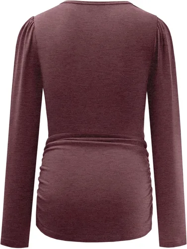 Vista 2 de GINKANA Camisa de maternidad de manga larga abombada, camisetas de embarazo con cuello redondo, camisetas básicas para mamá, blusas tipo túnica