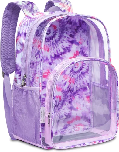 Vista 10 de BLUEFAIRY Mochila transparente para estadio escolar, mochila transparente de PVC resistente, grande, bolsa transparente, Verde, Moderno