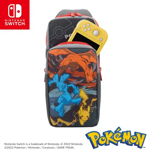 Vista 5 de Nintendo Switch Adventure Pack (Pikachu, Charizard, and Lucario) Travel Bag - Officially Licensed by Nintendo & Pokémon