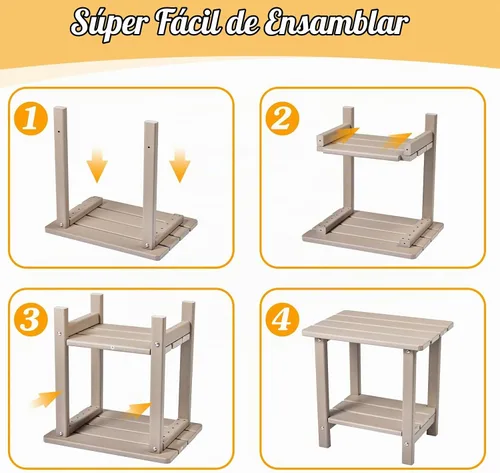 Vista 6 de Apolimi Adirondack - Mesa auxiliar para exteriores, mesa auxiliar de patio resistente de 2 niveles resistente a la intemperie, mesa auxiliar sólida