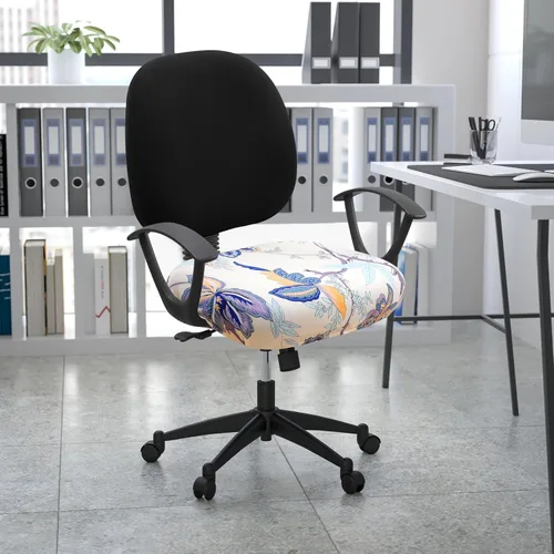 Vista 9 de Smiry Fundas de asiento impresas para silla de computadora de oficina, ajuste elástico, universal para silla giratoria de escritorio, lavables, Beige