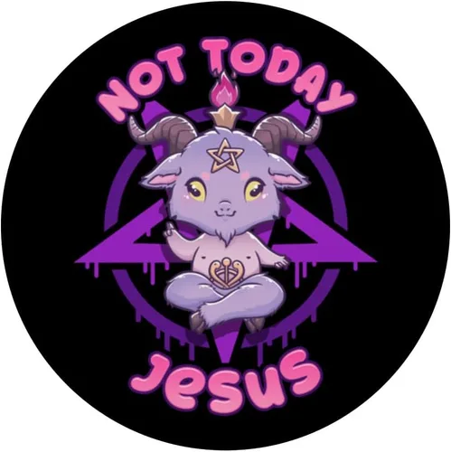Vista 3 de Not Today Jesus I Death Metal Satanic Pentagrama Baphomet PopSockets intercambiables PopGrip