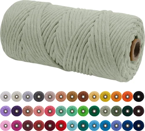 Vista 183 de JeogYong Cordón de macramé de un solo hilo 3 mm x 109 yardas (328 pies) Cuerda de algodón suave Hilo de macramé de 3 mm, suministros de macramé