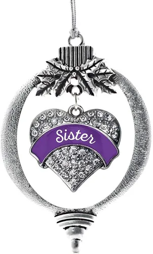 Vista 144 de Inspired Silver Adornos festivos de dije de corazón pave de plata con circonitas cúbicas