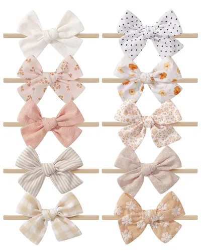 Vista 9 de doboi 3 diademas para el 4 de julio para niñas Star - Bandas de nailon y lino para el cabello, hechas a mano, accesorios para el cabello