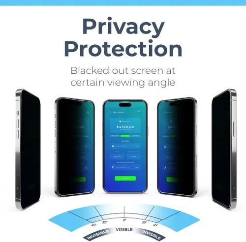Vista 3 de Protector de pantalla de privacidad compatible con iPhone 15 Pro Max, vidrio templado, protección antiespía
