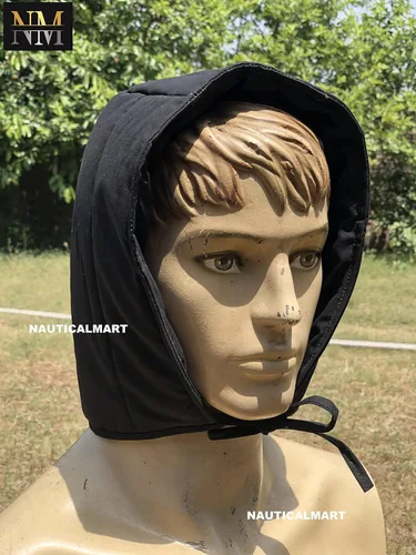 Vista 2 de NauticalMart Gorra acolchada de algodón renacentista medieval negro para casco, Chainmail Coif, Negro