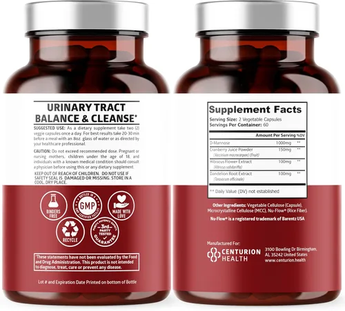 Vista 2 de Number One Nutrition Manosa D prémium con arándano e hibisco [fuerza máxima, 1350 mg] (120 unidades (paquete de 2))