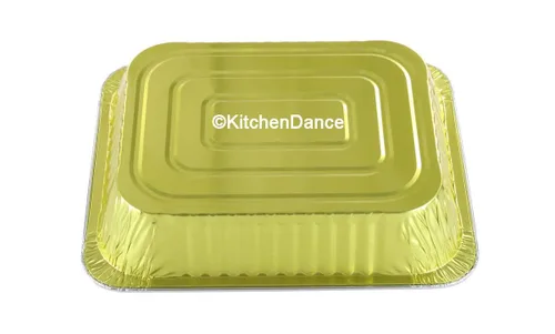 Vista 8 de KitchenDance 53900 - Sartenes desechables de papel de aluminio de colores para mesa de vapor, de tamaño medio, bandeja rectangular para hoteles