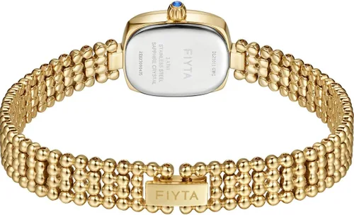 Vista 3 de FIYTA Reloj dorado pequeño para mujer, caja rectangular vintage, relojes de pulsera de acero inoxidable para mujer