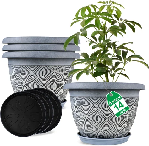 Vista 20 de Fodetyff Macetas de 6 Pulgadas para Plantas de Interior y Exterior, Juego de 6 Macetas Pequeñas de Plástico con Agujero de Drenaje y Bandeja, Maceta