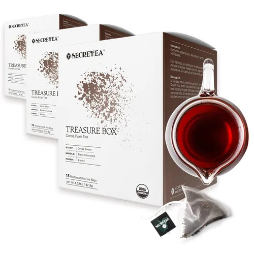 Vista 14 de Té suelto Pu-erh de cacao orgánico I POWERFUL Detox Immune I Heart & Digestion Support, paquete a granel de 12 oz Por T SECRETEA, Treasure Box
