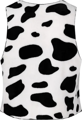 Vista 6 de TiaoBug Chaleco para hombre con estampado de vaca para adultos, disfraz de Halloween, franela, sin mangas, frente abierto, abrigos cortos