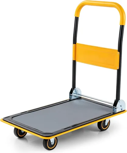 Vista 13 de Goplus Carro plegable de la plataforma 330LBS Rolling Flatbed Cart Hand Platform Truck Push Dolly para cargar