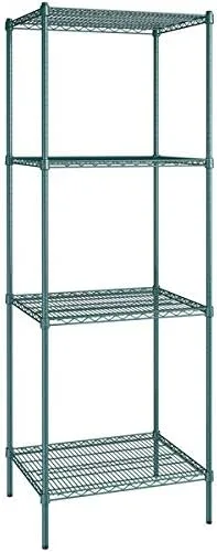 Vista 12 de Kit de 4 estantes de epoxi verde NSF de 21 x 72 pulgadas con postes de 86 pulgadas, estantería de almacenamiento resistente, kit de estantería