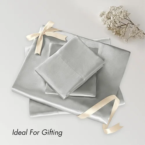 Vista 276 de Madison Park Essentials - Juego de sábanas de satén de lujo y sedoso con brillo natural, bolsillo elástico de 14 pulgadas para colchones de hasta 16