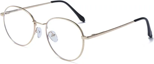 Vista 10 de LJCZKA Round Blue Light Blocking Photochromic Glasses for Women Men Classic Mental Frame Computer Glasses Negro