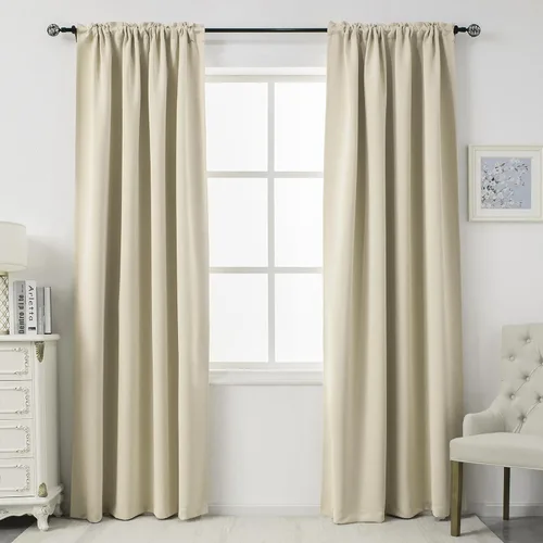Vista 49 de DUALIFE Cortinas opacas de 45 pulgadas de largo, 2 paneles para ventanas pequeñas de dormitorio, aislamiento térmico, bolsillo para barra, cortinas