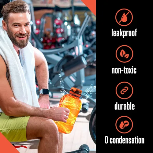 Vista 5 de SQUATZ Poseidon Series - Botella de agua deportiva de 78 onzas – Botella de agua deportiva de gran volumen de boca ancha para gimnasio, con hebilla