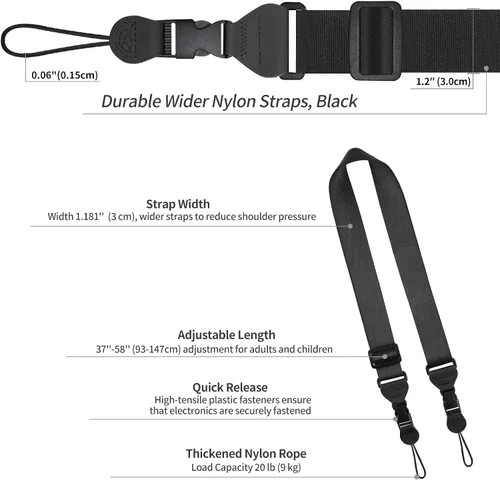Vista 6 de FIEIL Correa de hombro ajustable, correa de nailon para cámara, cómoda correa para el cuello para iPad, tableta de teléfono celular, cámara, laptop