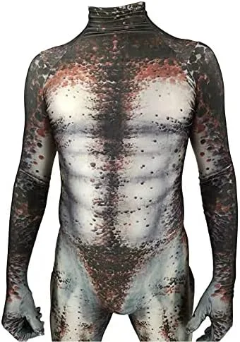 Vista 3 de Disfraz de depredador impreso en 3D, body zentai para adultos y niños, overol de cosplay de Halloween