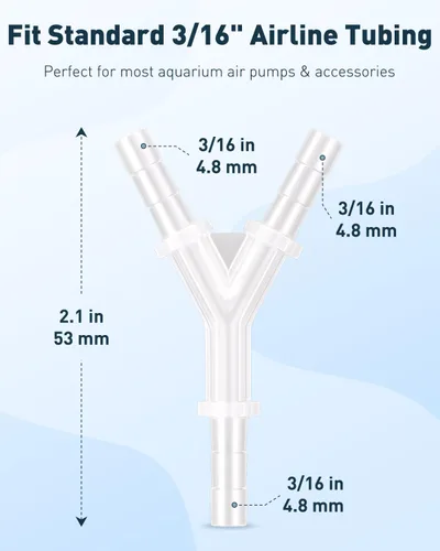 Vista 6 de Pawfly 8 conectores de tubería de aerolínea de acuario, divisor de conector Y de línea aérea de 3/16 pulgadas para tubería de bomba de aire 1 tipo