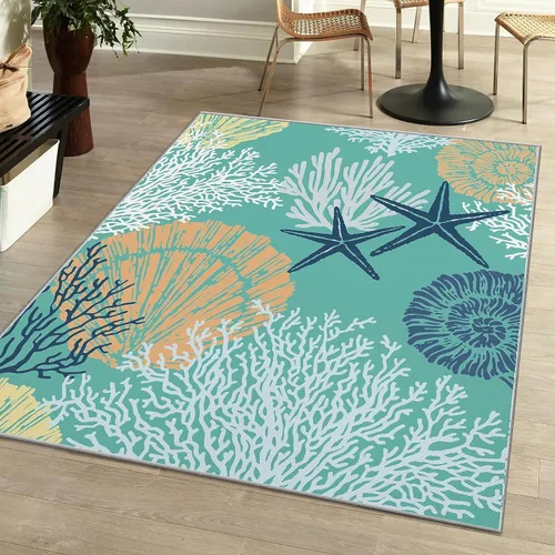 Vista 25 de Tritard Alfombra de área costera de 2 x 3 pulgadas - Pequeña alfombra plegable lavable a máquina, antideslizante, para entrada, alfombra de playa