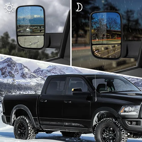 Vista 7 de Sanooer - Espejos de remolque para Dodge Ram 1500 y 2500 3500 negro PX8 09-18