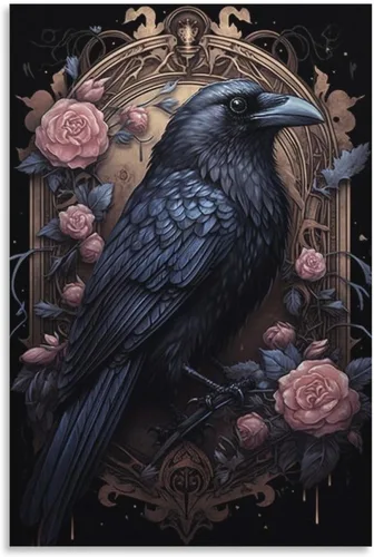 Vista 40 de HHGaoArt Lienzo gótico para pared, póster de fantasmas de Halloween, imagen espeluznante en lienzo