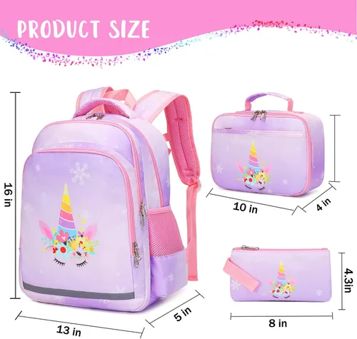 Vista 4 de Mochila para niñas para niños, mochilas para niños pequeños, Pp-uni, 15 *4*11 (IN), Unicornio