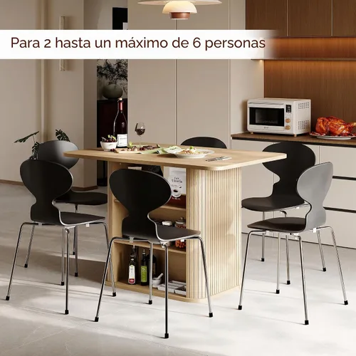 Vista 7 de FUQARHY Mesa de comedor para 4, mesa rectangular de cocina de granja con almacenamiento