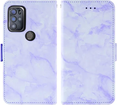 Vista 5 de Asuwish Funda de teléfono para BLU G91 Pro con protector de pantalla de vidrio templado y funda de cartera de mármol, soporte de ranura