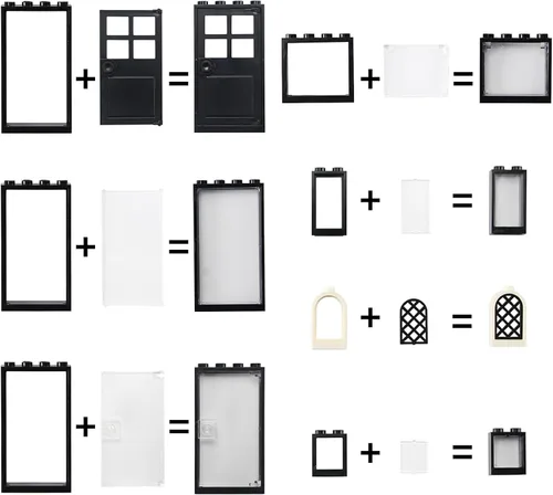 Vista 6 de Set de Ventanas y Puertas para Interior Decoración Accesorios Kit de Bloques de Construcción MOC 118 Piezas y Partes Compatibles con Principales