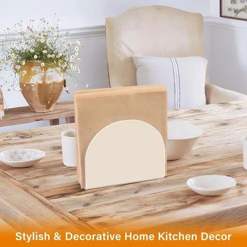 Vista 5 de Servilletero beige para mesa, dispensadores de servilletas de tejido acrílico, servilleteros de cóctel transparentes para encimeras, hotel