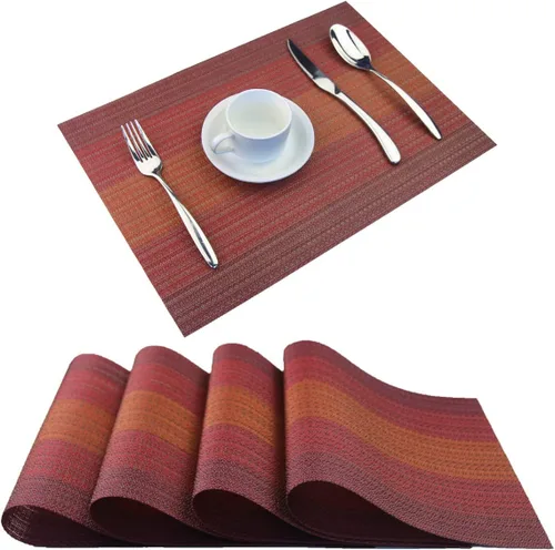 Vista 46 de Manteles individuales de vinilo resistentes al calor, lavables, fáciles de limpiar, manteles individuales de plástico para cocina, mesa de comedor