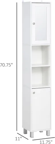 Vista 10 de kleankin Gabinete de almacenamiento alto para baño con espejo