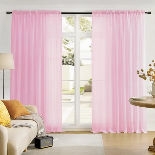 Vista 124 de MYSTIC-HOME Juego de cortinas de niveles transparentes blancas para cocina de 24 pulgadas de largo, tratamiento de cortinas para ventanas pequeñas