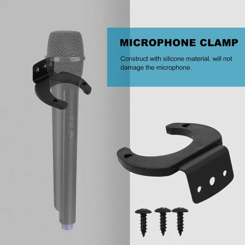 Vista 6 de Soporte de micrófono para soporte de micrófono, 4 piezas, colgador de pared para micrófono, soporte de micrófono montado en la pared, abrazadera
