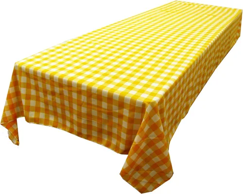 Vista 30 de LA Linen Mantel rectangular de poliéster Gingham a cuadros 60 por 84 pulgadas, blanco y verde oscuro