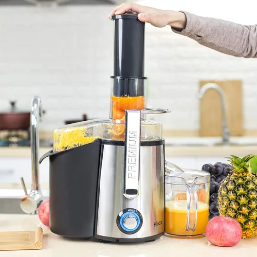 Vista 8 de Extractor de jugos centrífugo de 850W de potencia, extractor de jugos con boca ancha de 3 pulgadas y 2 velocidades con luz LED, licuadora de jugos