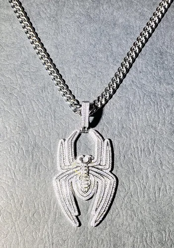 Vista 5 de Shop-iGold Colgante de plata helada para hombre y mujer, con acabado de oro italiano, cadena cubana real, acero inoxidable, joyería Mans, colgante