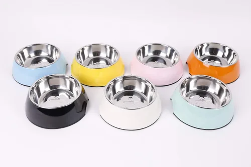 Vista 7 de Tazones universales para mascotas de acero inoxidable para perros y gatos, cuencos universales para agua y alimentos para mascotas, 4 tamaños y 5