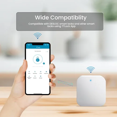 Vista 5 de DESLOC G2 Smart Lock WiFi Gateway, puerta de enlace para cerradura de puerta inteligente, puente Wi-Fi, bloqueo inteligente de control remoto