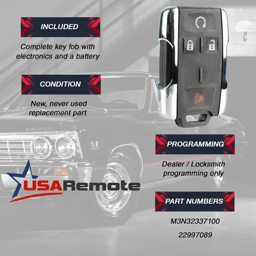 Vista 3 de Llavero de arranque remoto de entrada sin llave compatible con Chevy Silverado Colorado/GMC Sierra Canyon 2014 2015 2016 2017 (M3N-32337100 cromado)