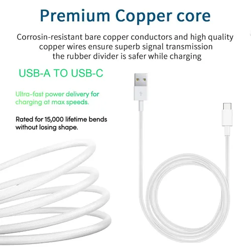 Vista 4 de Cable de carga USB C para Samsung Galaxy Z Flip 7, 7FE, 6, 5, 4, 3, 2, Samsung Galaxy Z Fold 7, 6, 5, 4, 3, 2 teléfonos Android, cable de carga